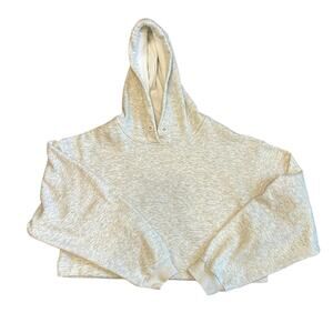 Mona B Crop Top Hoodie Light Gray Large Pullover Casual Boho Streetwear‎